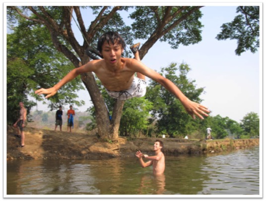 Leap into water